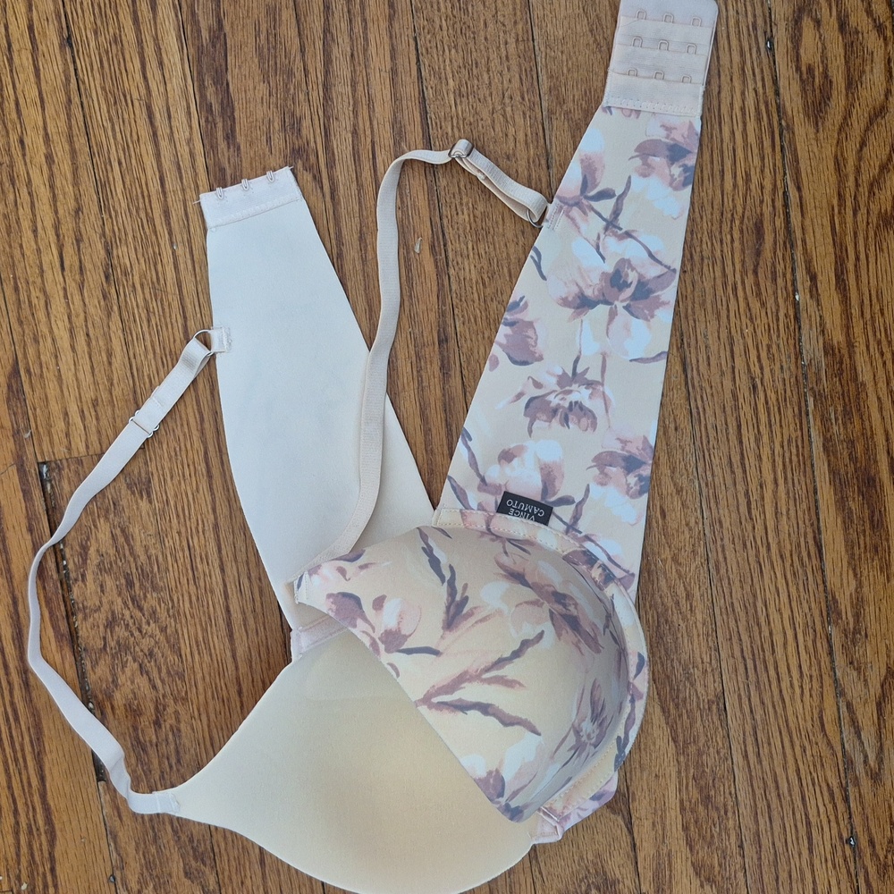 Womens Vince Camuto Underwired Floral Print T-shirt Bra Size 36C Pink Mauve Vio
